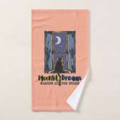 Twilight Wonder: Zwarte kat onder de maansikkel Bad Handdoek (Handdoek)