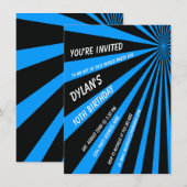 Twilight Zone Blue Black Birthday Party Invitation Kaart (Voorkant / Achterkant)