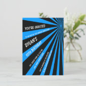 Twilight Zone Blue Black Birthday Party Invitation Kaart (Staand voorkant)