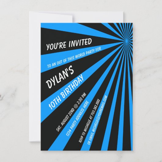 Twilight Zone Blue Black Birthday Party Invitation Kaart (Voorkant)