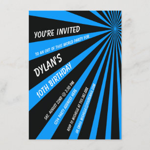 Twilight Zone Blue Black Birthday Party Invitation Kaart
