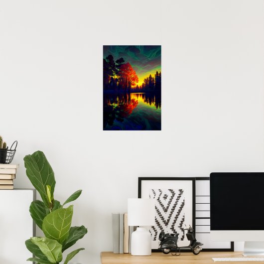 Twilight's Embrace, Bos-omcirkeld meer Poster (Thuiskantoor)