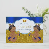 Twin African American Prince Baby shower Kaart (Staand voorkant)