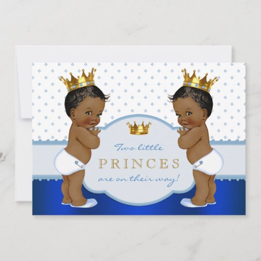 Twin African American Prince Baby shower Kaart (Voorkant)