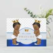 Twin African American Prince Baby shower Kaart (Staand voorkant)