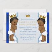 Twin African American Prince Baby shower Kaart (Achterkant)