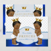 Twin African American Prince Baby shower Kaart (Voorkant / Achterkant)