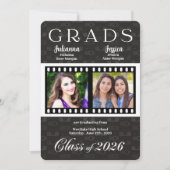 Twin Afstuderen Class of 2022 Film Theme Photo Inv Kaart (Voorkant)