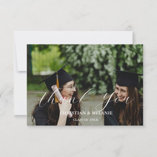 Twin Afstuderen Photo Afstuderen Dank u kaart (Voorkant)