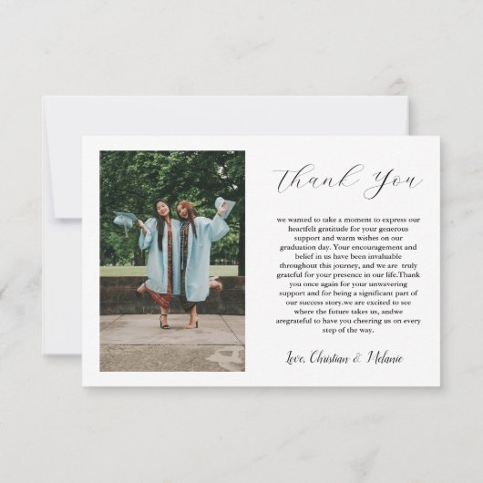 Twin Afstuderen Photo Afstuderen Dank u kaart (Achterkant)