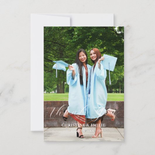 Twin Afstuderen Photo Afstuderen Dank u kaart (Voorkant)