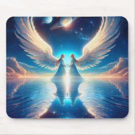 Twin Angels in de wolken Mousepad Muismat