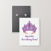 Twin Announcement Button met Paarse kroon (Voorkant / Achterkant)