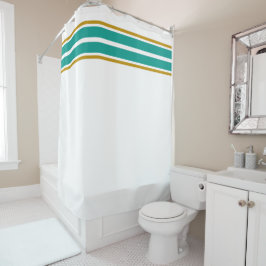 Twin Aqua Blauwgroen Top Edge Racing Stripes op wi Douchegordijn