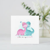 Twin Aqua en Pink Dinosaur Bedankkaart (Staand voorkant)