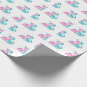 Twin Aqua en Pink Dinosaur Cadeaupapier (Hoek)