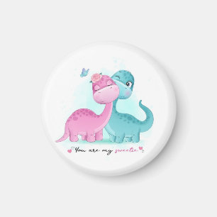 Twin Aqua en Pink Dinosaur Magneet