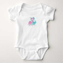 Twin Aqua en Pink Dinosaur Romper