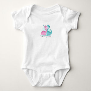 Twin Aqua en Pink Dinosaur Romper