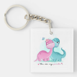 Twin Aqua en Pink Dinosaur Sleutelhanger