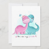 Twin Aqua en Pink Dinosaur Uitnodiging (Voorkant)