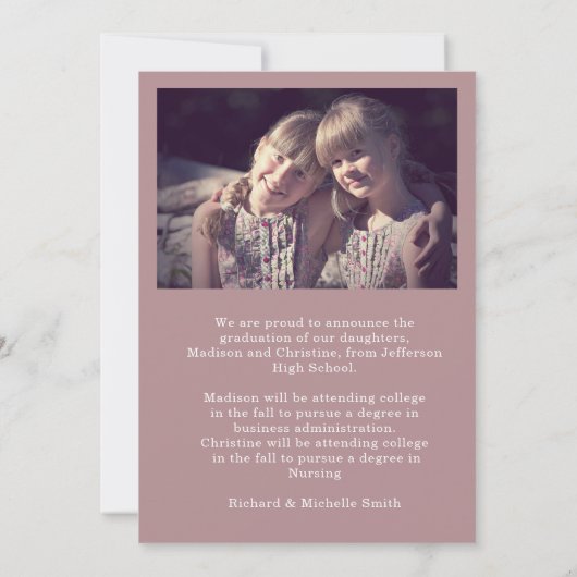 Twin Arch Photo College High School Afstuderen Aankondiging (Achterkant)