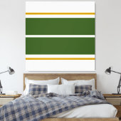 Twin Athletic Forest Green Racing Stripes op wit Canvas Afdruk (Insitu (Slaapkamer))