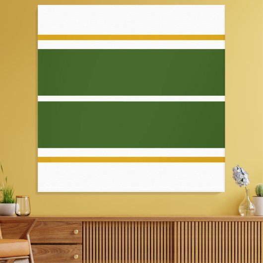 Twin Athletic Forest Green Racing Stripes op wit Canvas Afdruk (Insitu (Woonkamer))