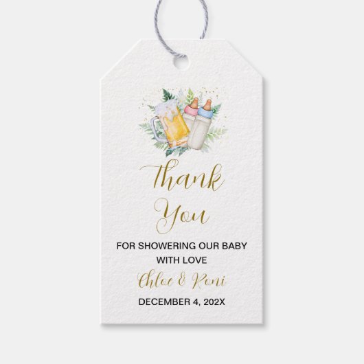 Twin Babies Baby shower Dank u Label Cadeaulabel (Voorkant)