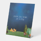 Twin Babies Douche Camping Thema Reclamebord Met Voetstuk (Voorkant)