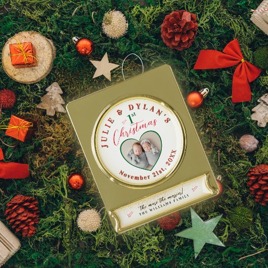 Twin Babies Meer De Merrier Vakantie 1e Kerstmis Verguld Banner Ornament