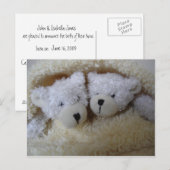 Twin baby-aankondiging - beren in een deken aankondigingskaart (Voorkant / Achterkant)