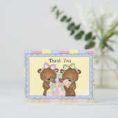Twin Baby bedankt briefkaart (Staand voorkant)
