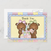 Twin Baby bedankt briefkaart (Voorkant / Achterkant)