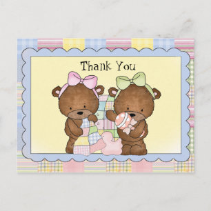 Twin Baby bedankt briefkaart