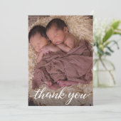 Twin Baby Birth Announding Dank u Aankondiging (Staand voorkant)