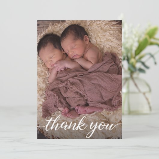 Twin Baby Birth Announding Dank u Aankondiging (Staand voorkant)