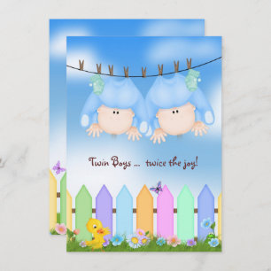 Twin Baby Boy Douche Kaart