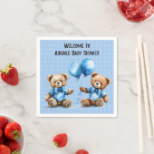 Twin Baby Boy Douche met Teddy Bears Servet (Insitu)