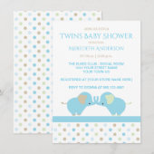 Twin Baby Boy Olifanten Baby Douche Uitnodigingen (Voorkant / Achterkant)