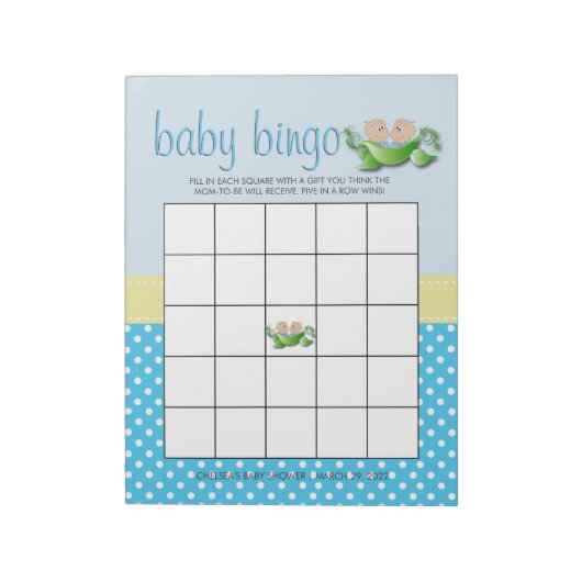 Twin Baby Boy Shower Baby shower Game Notitieblok (Linkerzijde)