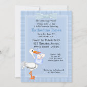 Twin Baby Boy Shower Invitation (Stork) Kaart (Voorkant)