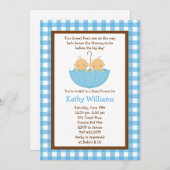 Twin Baby Boy Shower-uitnodiging Kaart (Voorkant / Achterkant)