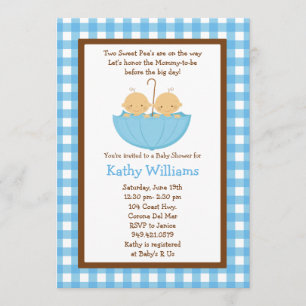 Twin Baby Boy Shower-uitnodiging Kaart