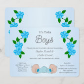 Twin Baby Boys Baby Shower Kaart (Voorkant / Achterkant)