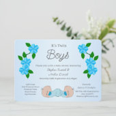 Twin Baby Boys Baby Shower Kaart (Staand voorkant)