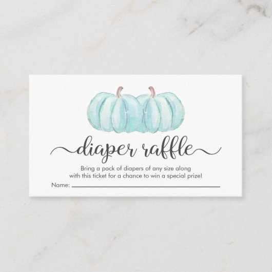 Twin Baby Boys Blauwe Pompoen Luier Raffle Douche Informatiekaartje (Voorkant)