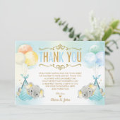 Twin Baby Boys Olifant Baby shower Sprinkle Bedankkaart (Staand voorkant)