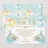 Twin Baby Boys Olifant Baby shower Sprinkle Bedankkaart (Voorkant / Achterkant)