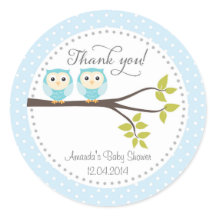 Twin Baby Boys Uilen Baby shower Sticker